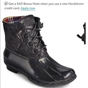 Women’s black Sperry Duck boots size 8